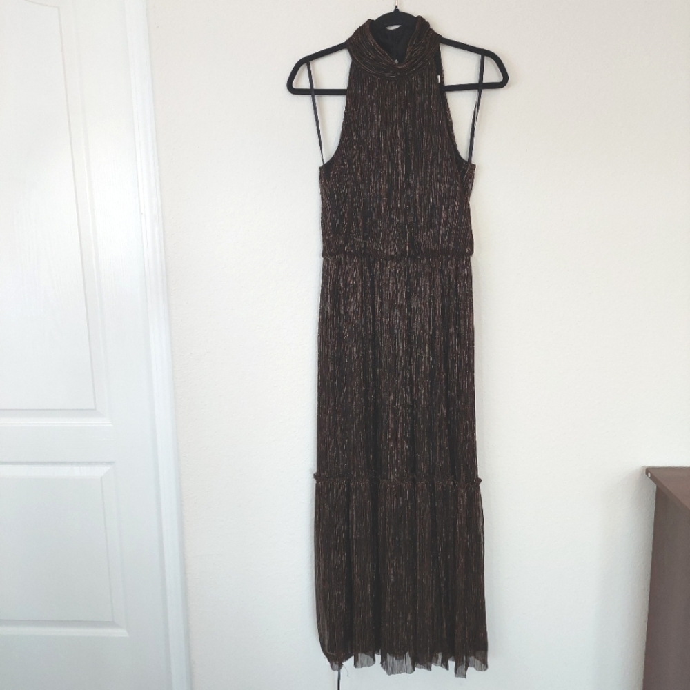Eliza J Black and Gold Maxi Dress
